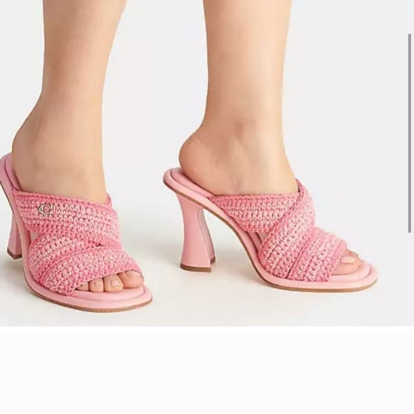 NEW COACH Pink Woven Heeled Sandals size 7.5/8 - Picture 3 of 13